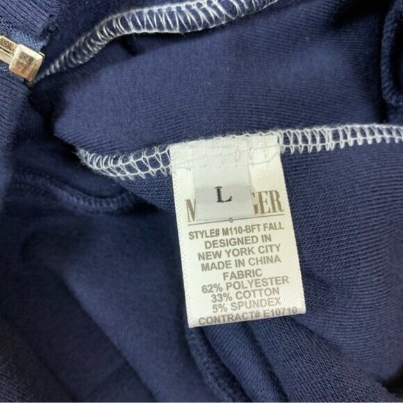 M Singer Navy Blue Full Zip Bomber Jacket Mens Large Classic Casual Streetwear - Picture 5 of 6